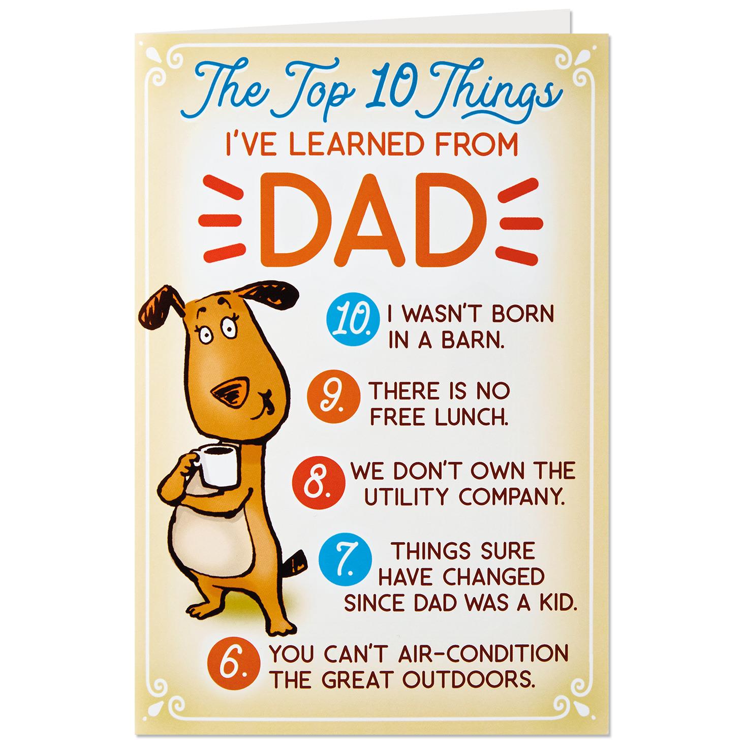 Funny Top 10 Birthday Card for Dad With Button Pin ...