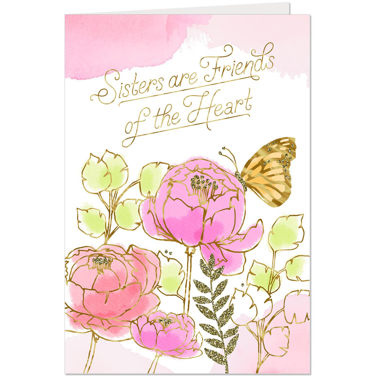 sisters are friends of the heart birthday card greeting