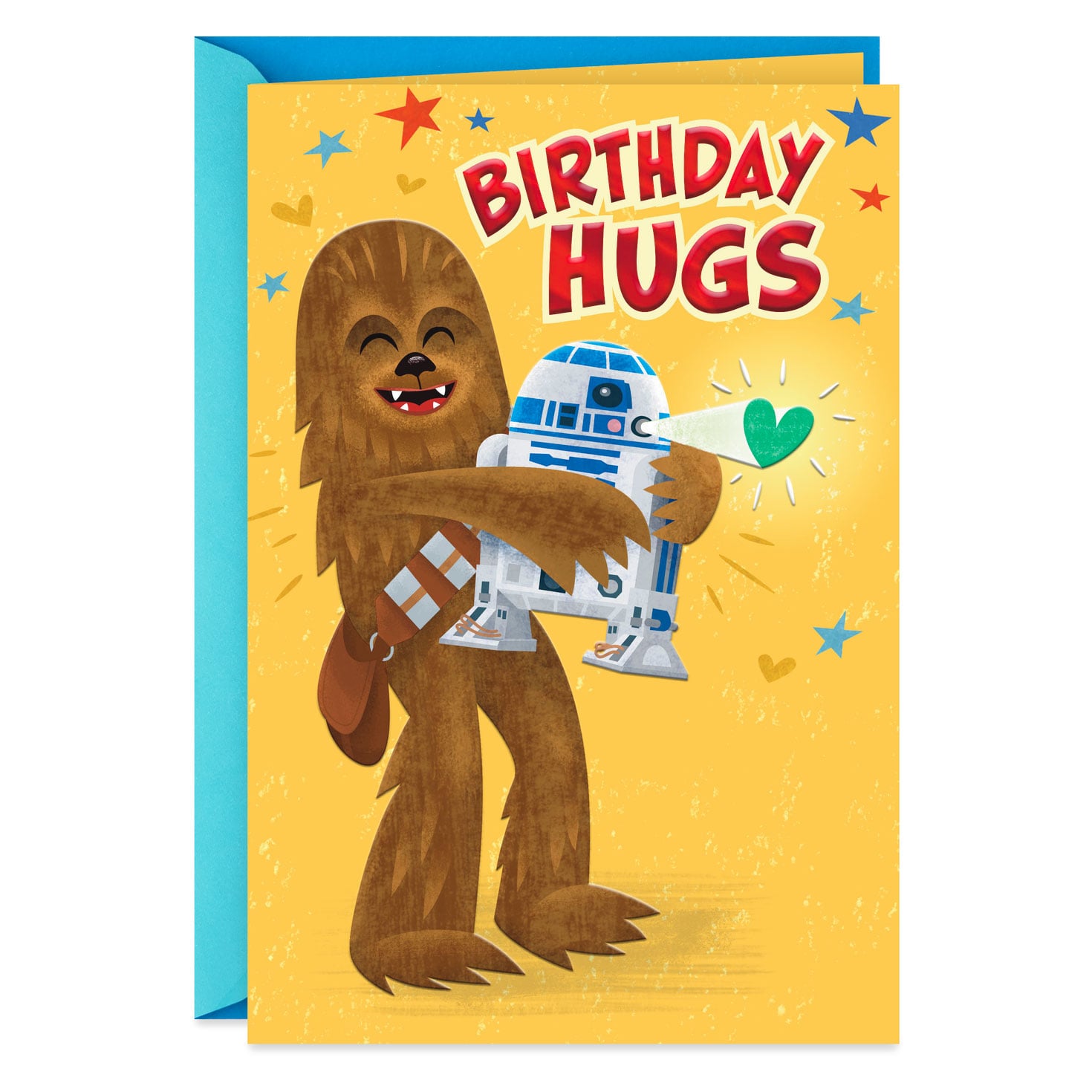  Star Wars Chewbacca and R2-D2 Hugs Birthday Card 