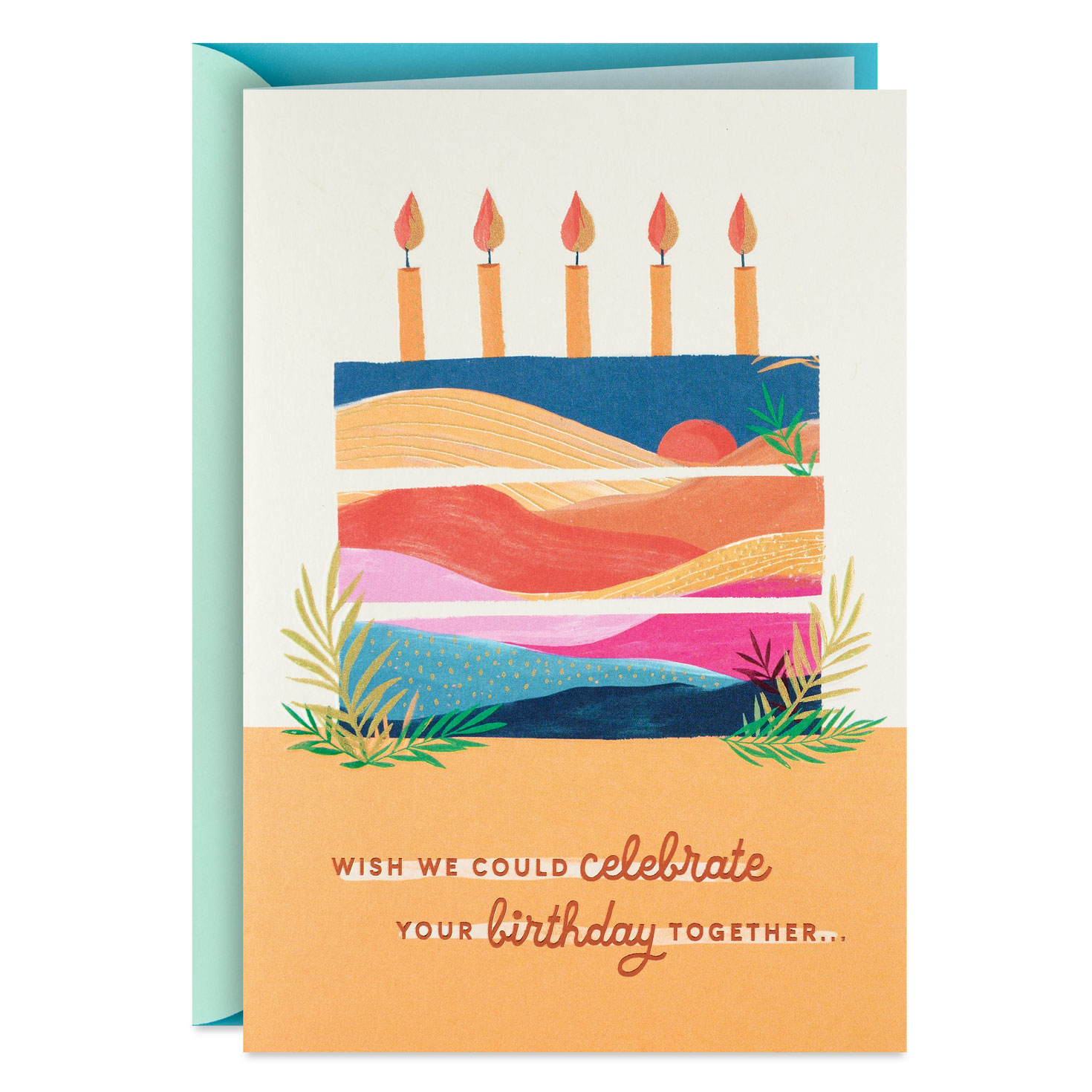 Hallmark Weihnachtskarte „Across The Miles“ – Modern Illustriert, 19,8 Cm, Mit Rotem Folien-Detail