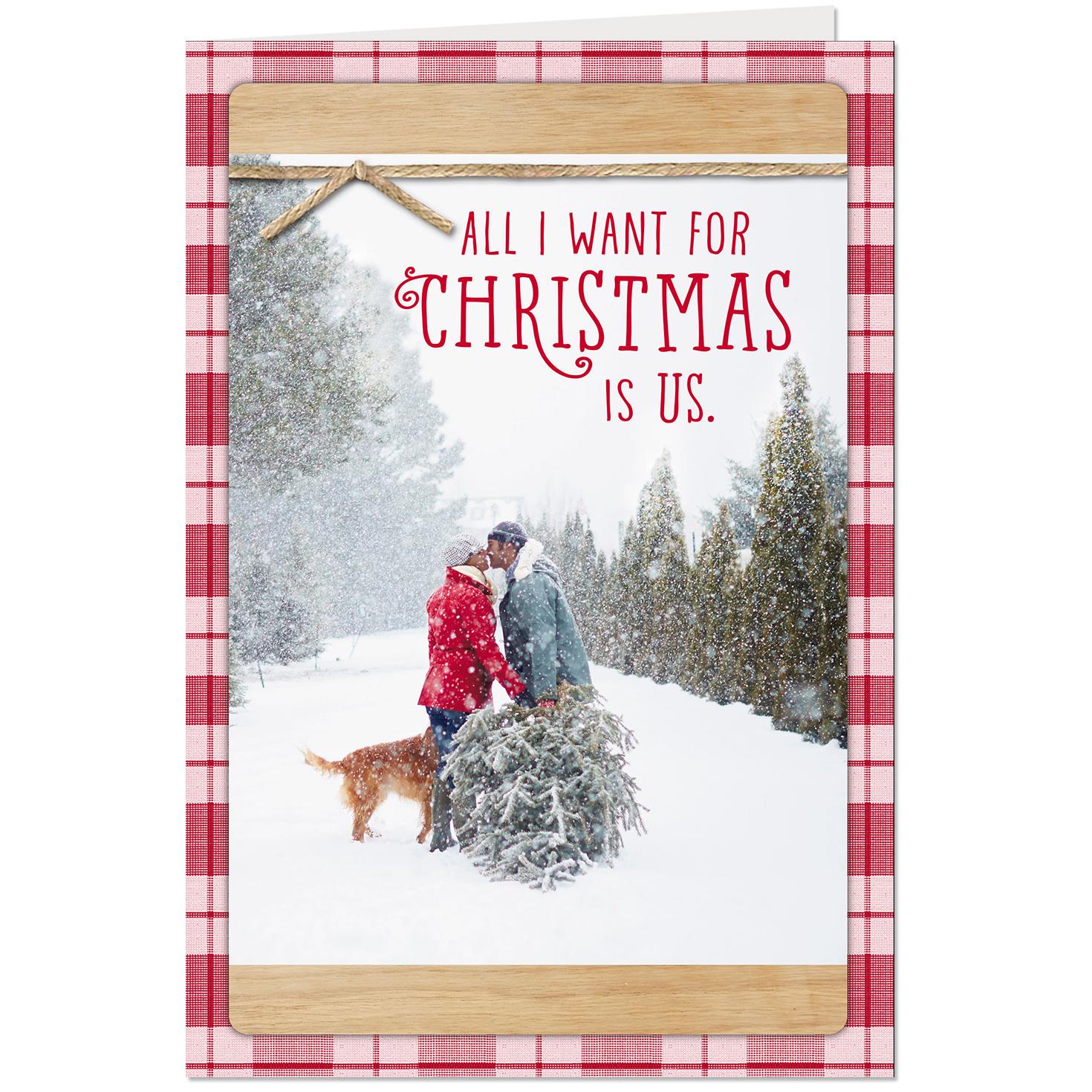 all i want is us romantic christmas card greeting cards