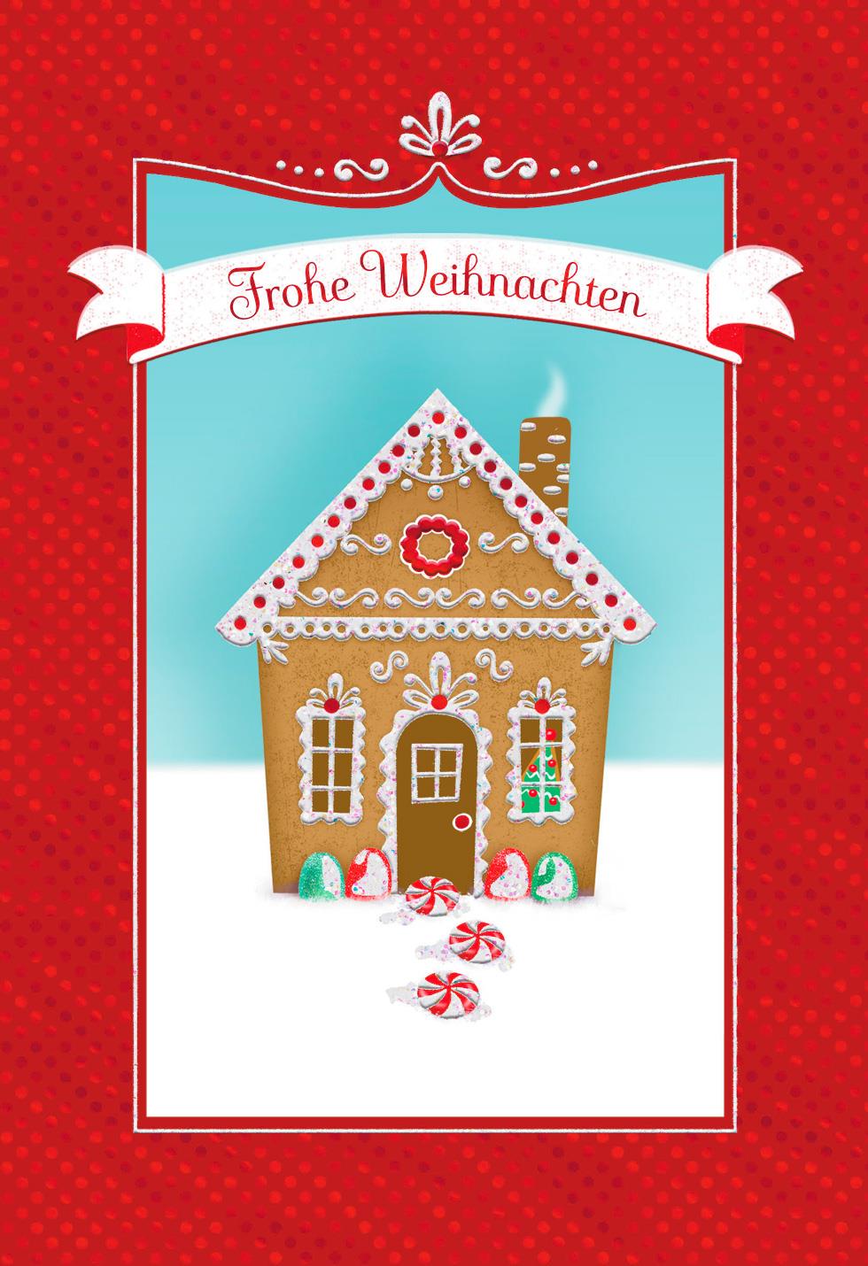 in for birthday congratulations german House Christmas German Language Gingerbread Card