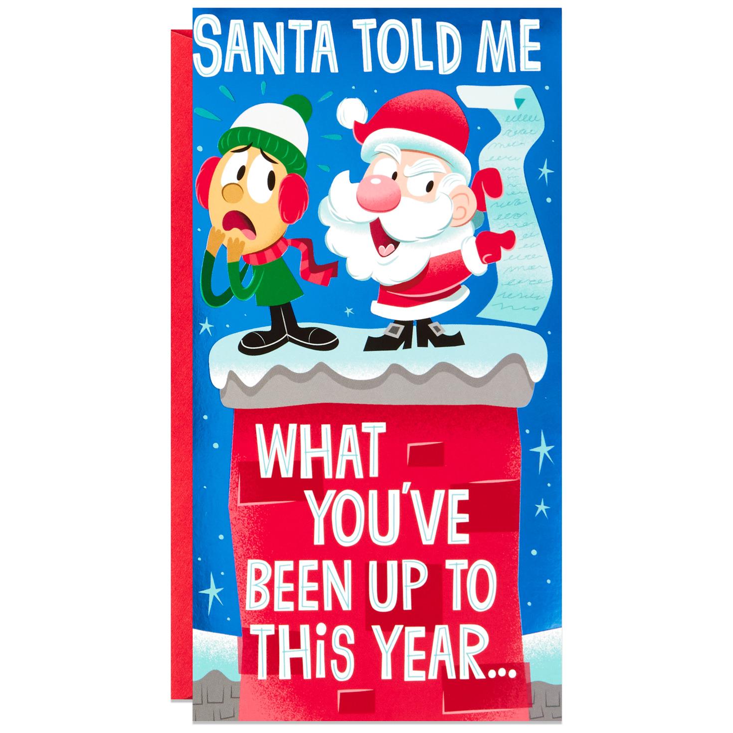 Santa's List Funny Money Holder Pop-Up Christmas Card ...