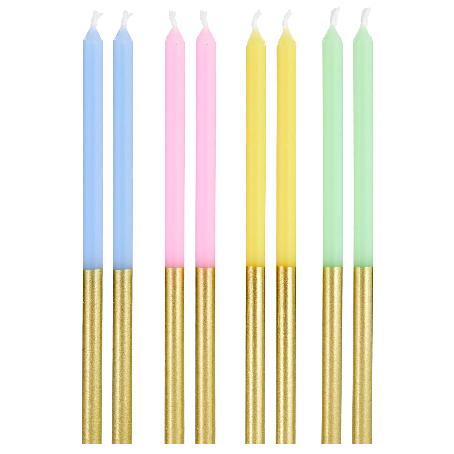 Pastel and Gold TwoTone Tall Birthday Candles, Set of 12 Cake