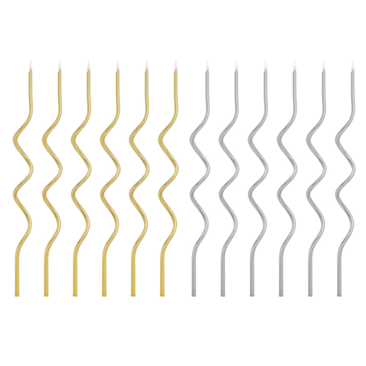 Design Design Twisted Stick Birthday Candles – Gold, Silver, White, Black, 20 Count, 3 1/8 Inches - View #2
