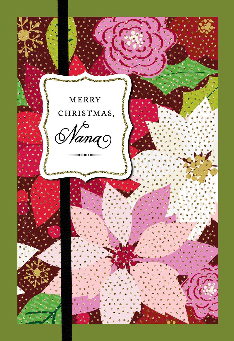Colorful Poinsettias Christmas Card for Nana - Greeting ...