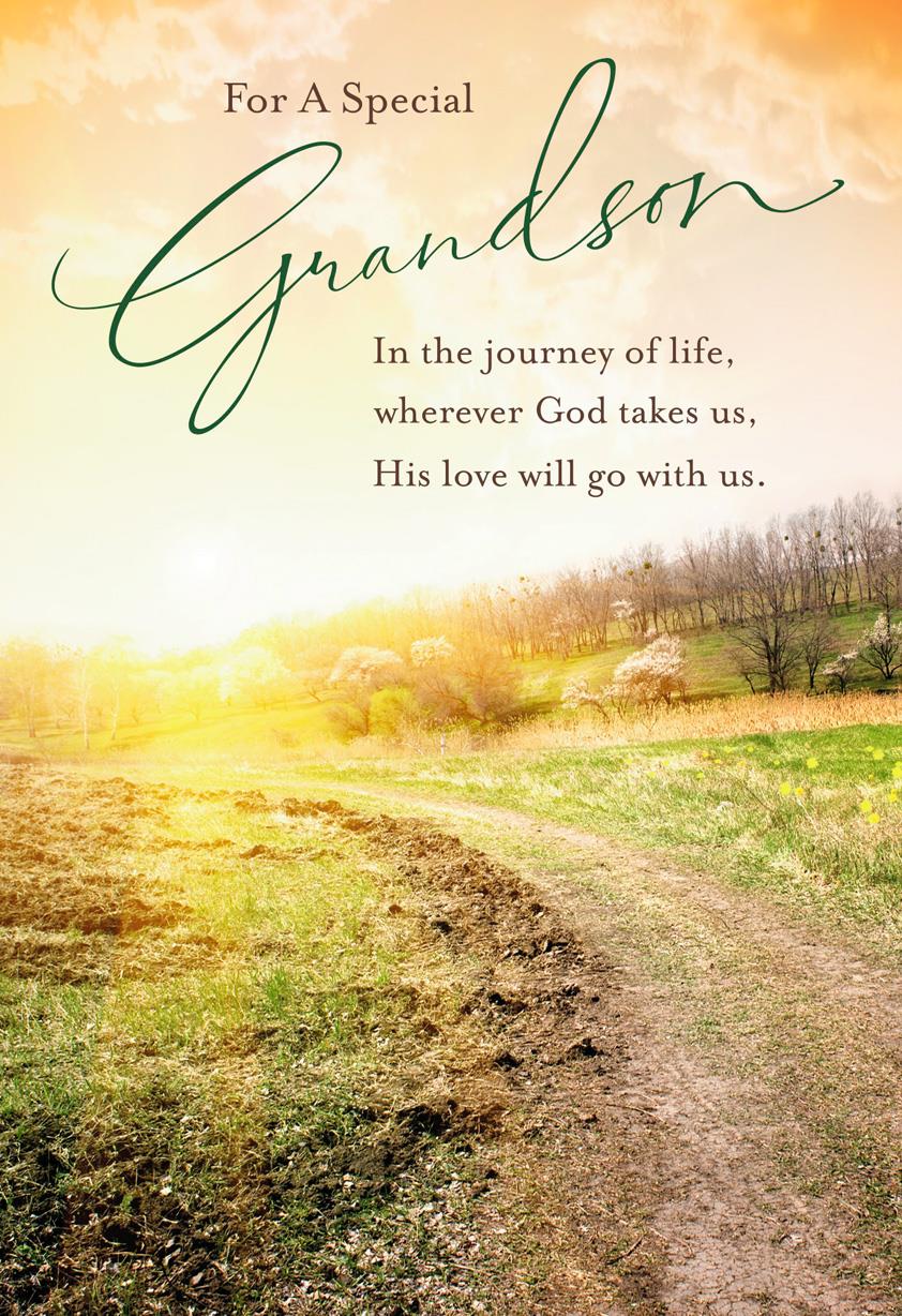Sunset and Road Religious Birthday Card for Grandson 