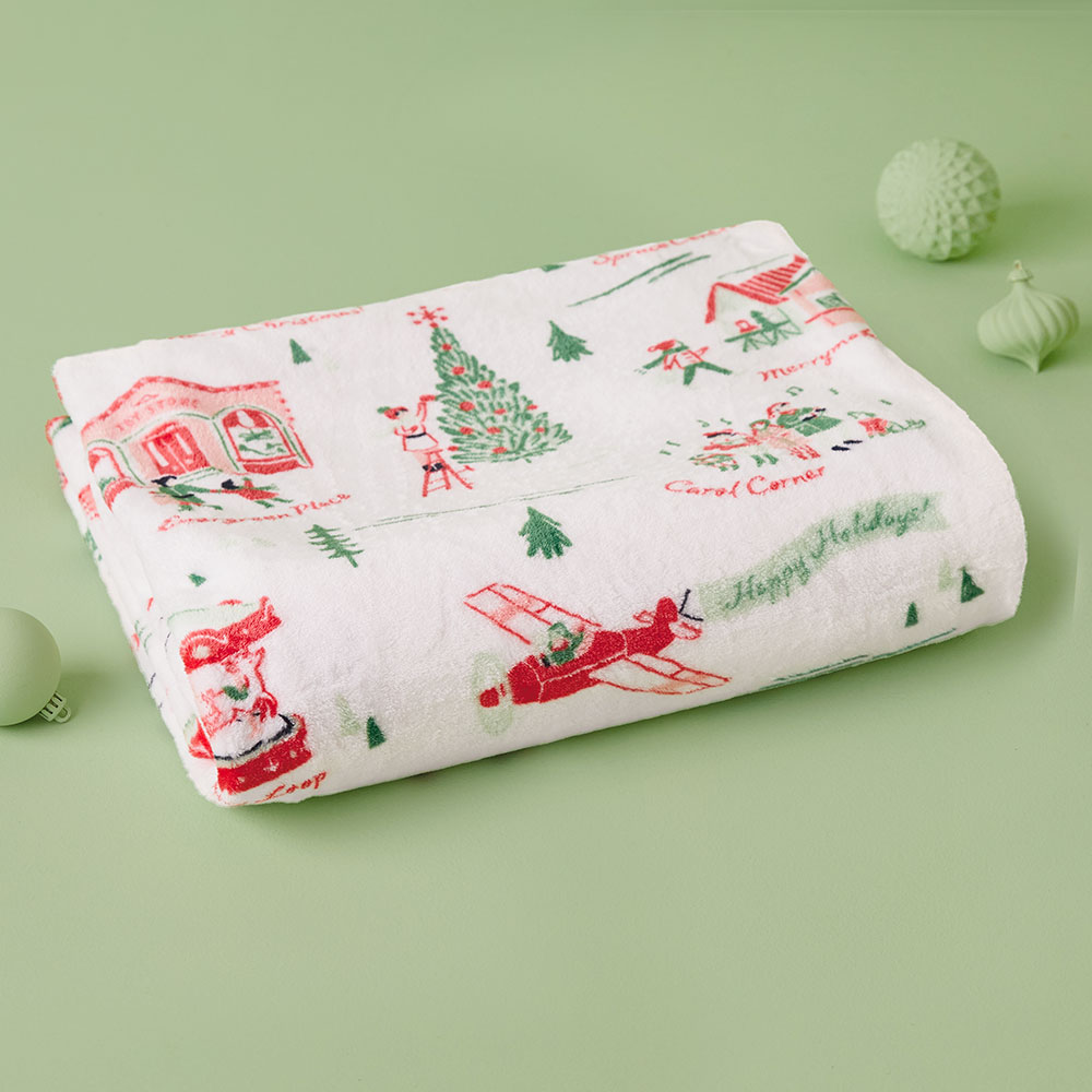 $22.99 Christmas Village Toile Blanket