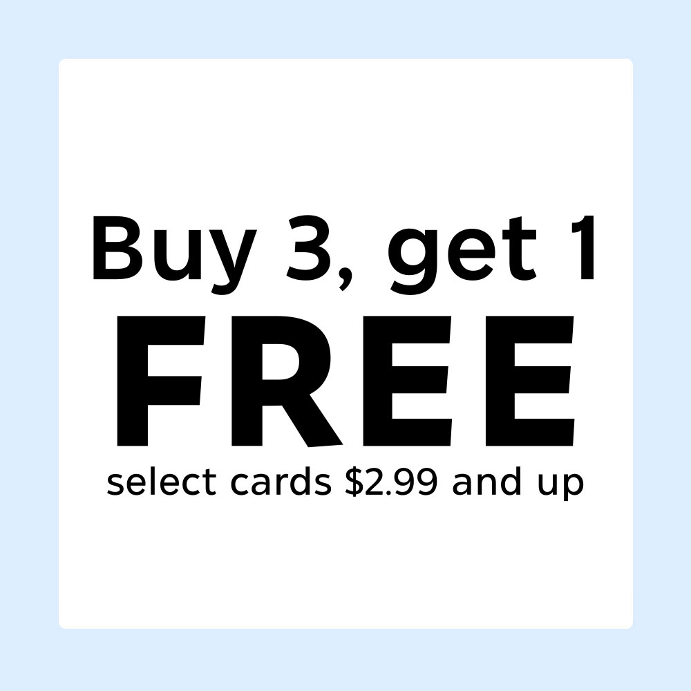 Buy 3 Hallmark cards, get 1 Hallmark card Free